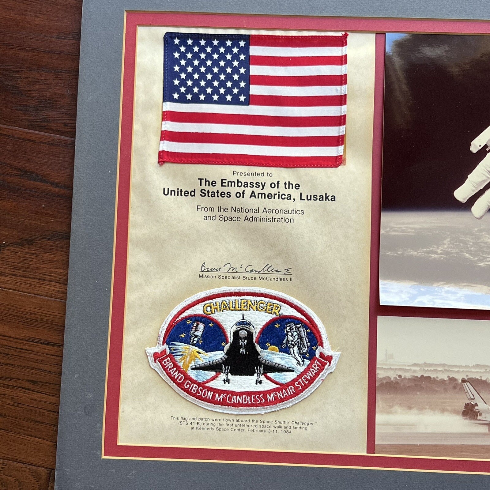 STS 41-B * JSA * Bruce McCandless Certified Flown Flag & Patch Autograph Signed