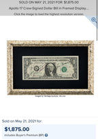 APOLLO 17 * PSA * Crew Signed Dollar Bill Autograph Gene CERNAN  EVANS * SCHMIDT