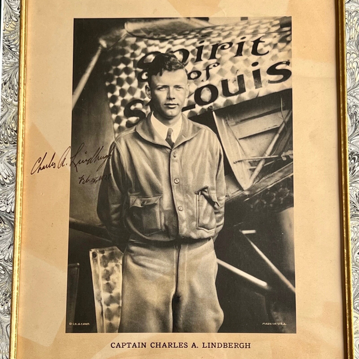 CHARLES LINDBERGH * JSA * Autograph SPIRIT OF ST. LOUIS Photo XL Portrait Signed