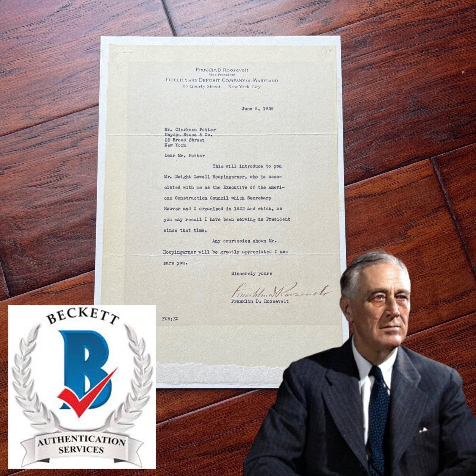 FRANKLIN D. ROOSEVELT * BAS * FDR Autograph Letter Signed * RE: Herbert Hoover