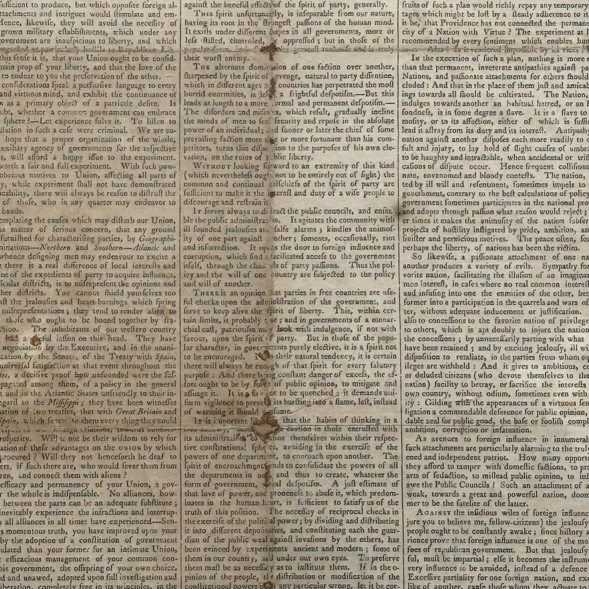 GEORGE WASHINGTON Scarce "FAREWELL ADDRESS" Printed Broadside Circa 1800