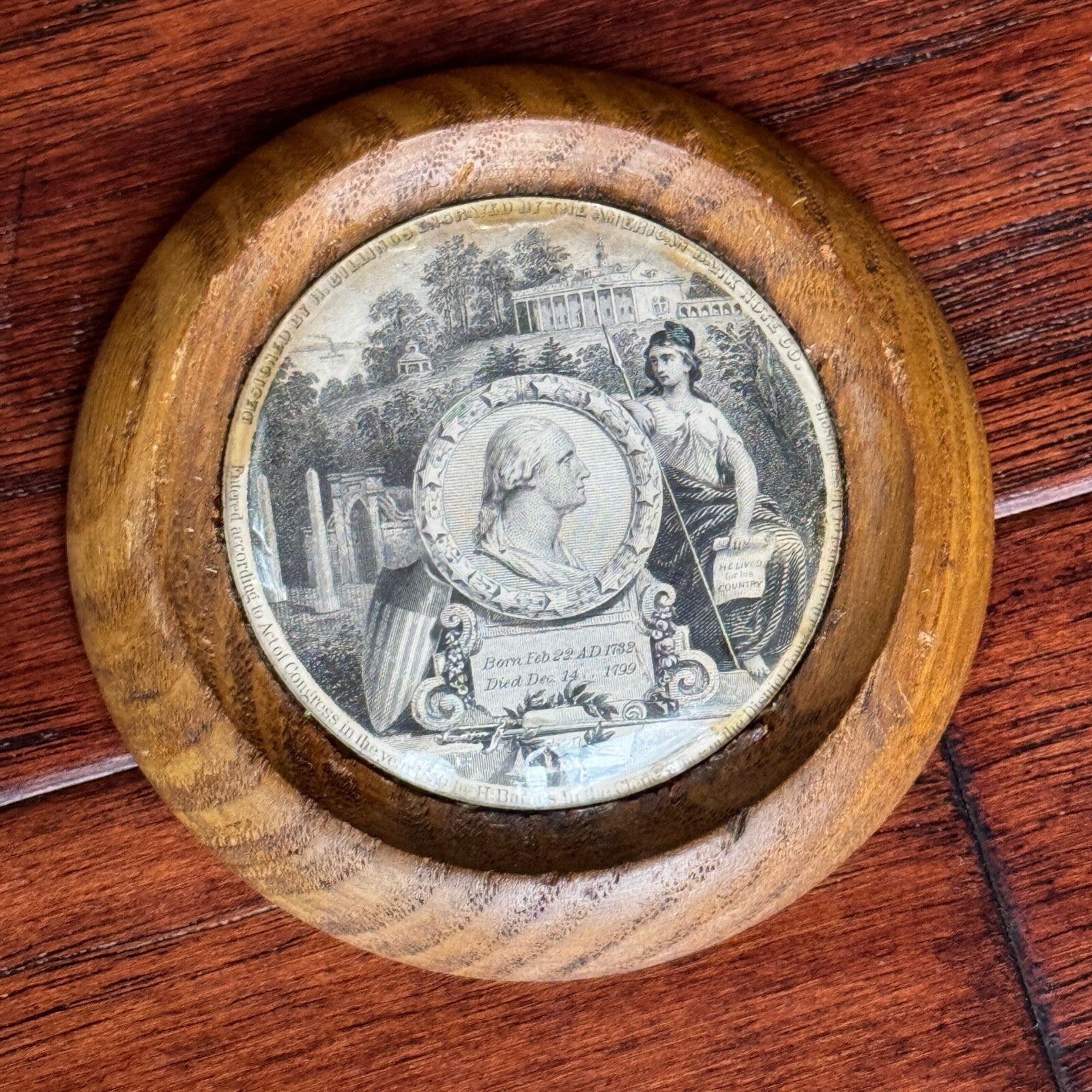 GEORGE WASHINGTON * Authentic MOUNT VERNON Wood Artifact Relic * 1859