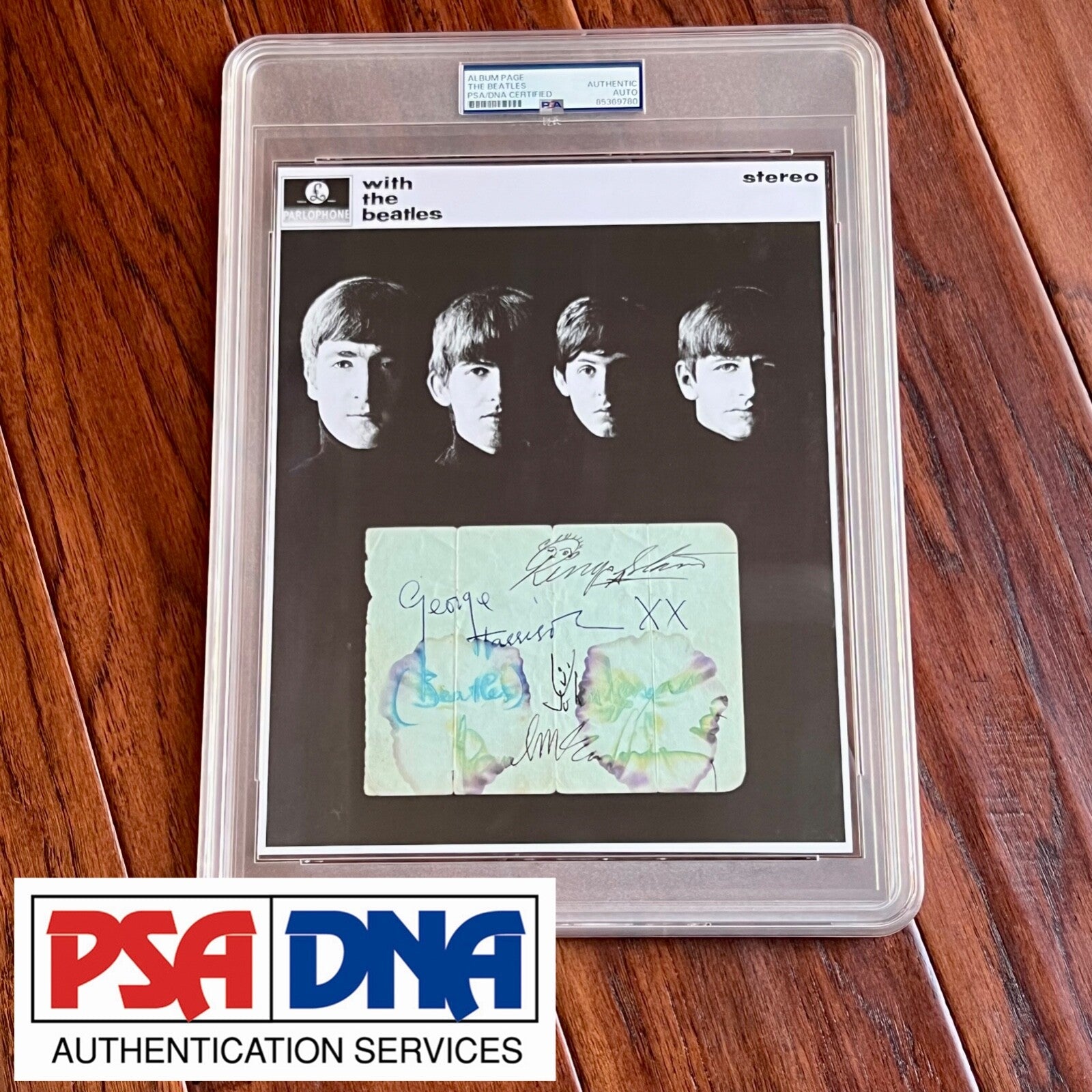 THE BEATLES * PSA * Full Set Autograph Page Signed * John Lennon Paul McCartney