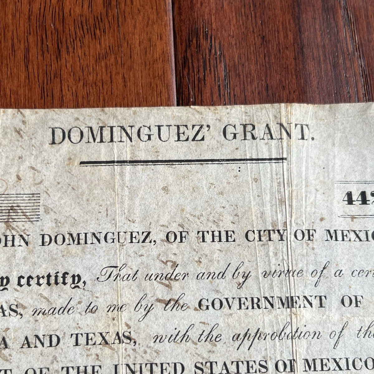 TEXAS COLONIZATION LAND GRANT * John Dominguez Signed Texana 1831 Broadside