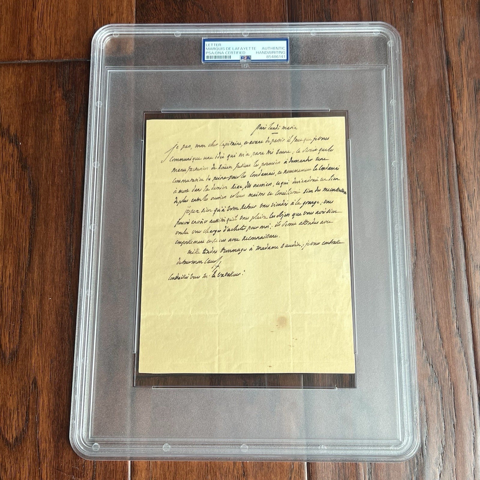MARQUIS DE LAFAYETTE * PSA * Handwritten Autograph Note re: PRISON REFORM