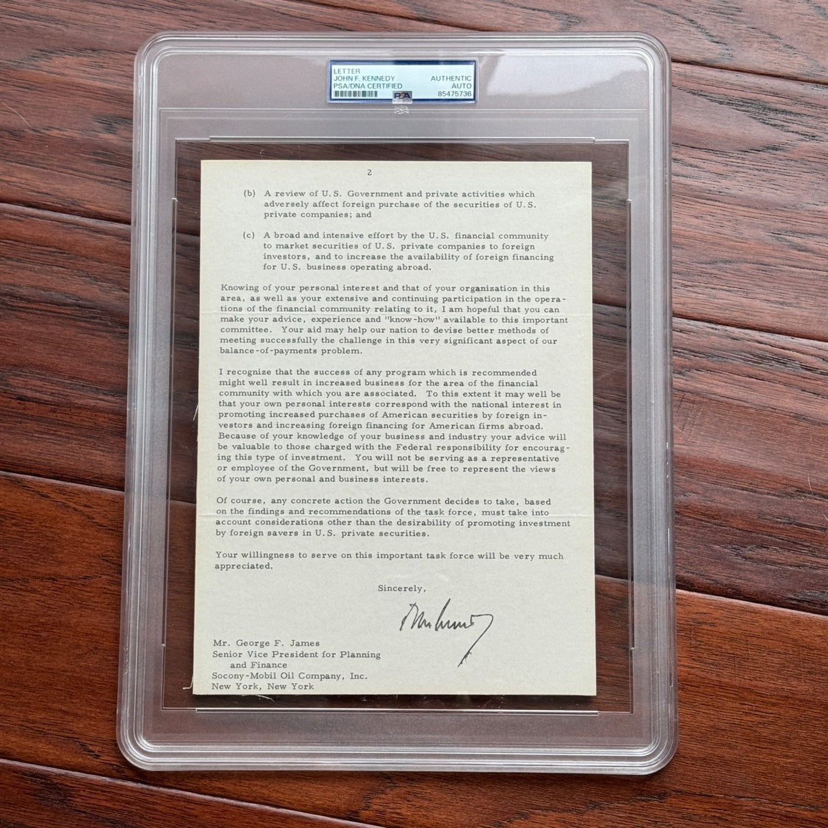 JOHN F. KENNEDY * PSA * Autograph WHITE HOUSE Letter Signed 1 Month Before Death