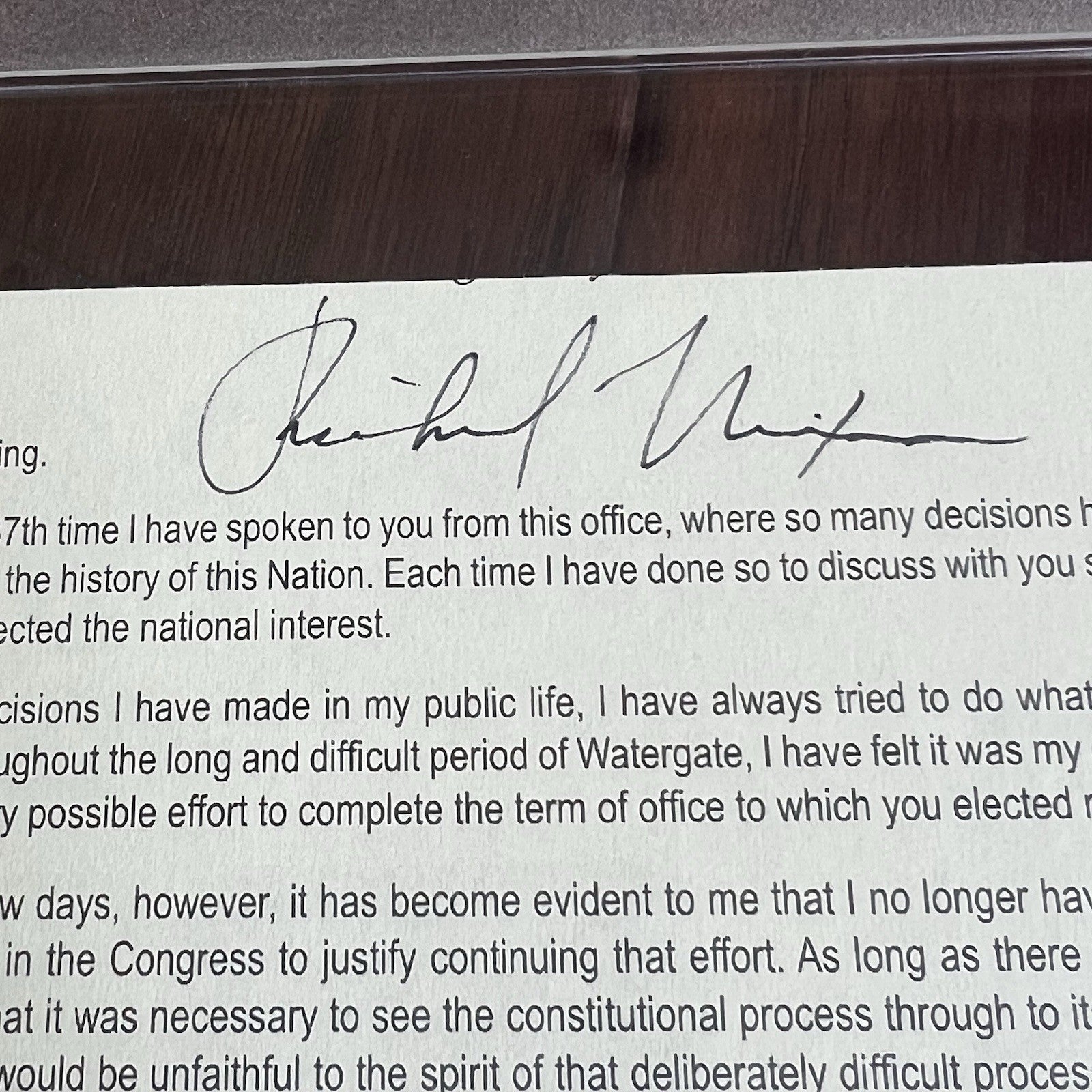 RICHARD NIXON * PSA * Autograph RESIGNATION SPEECH Signed Slab * President