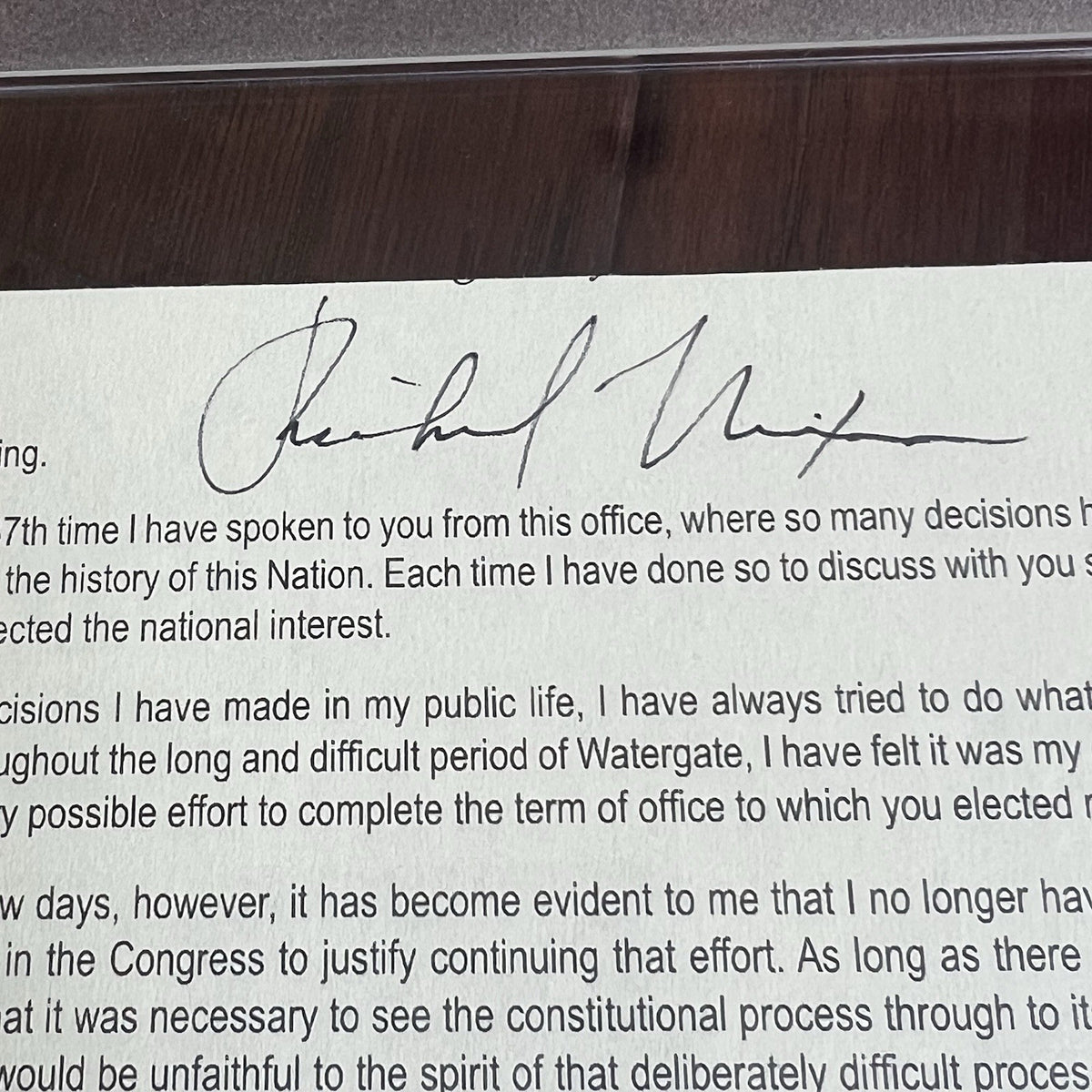 RICHARD NIXON * PSA * Autograph RESIGNATION SPEECH Signed Slab * President