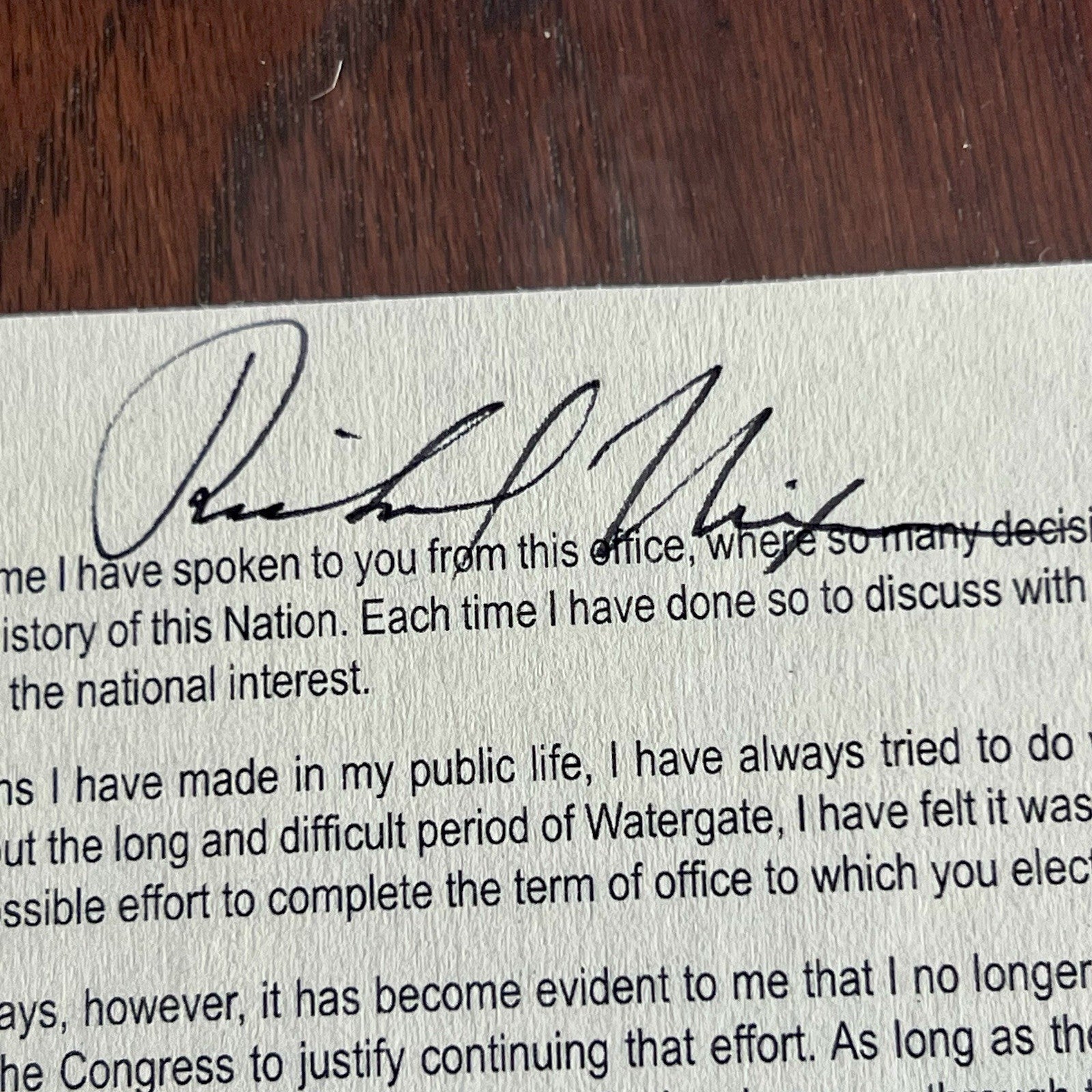 RICHARD NIXON * PSA * Autograph RESIGNATION SPEECH Signed Slab * President