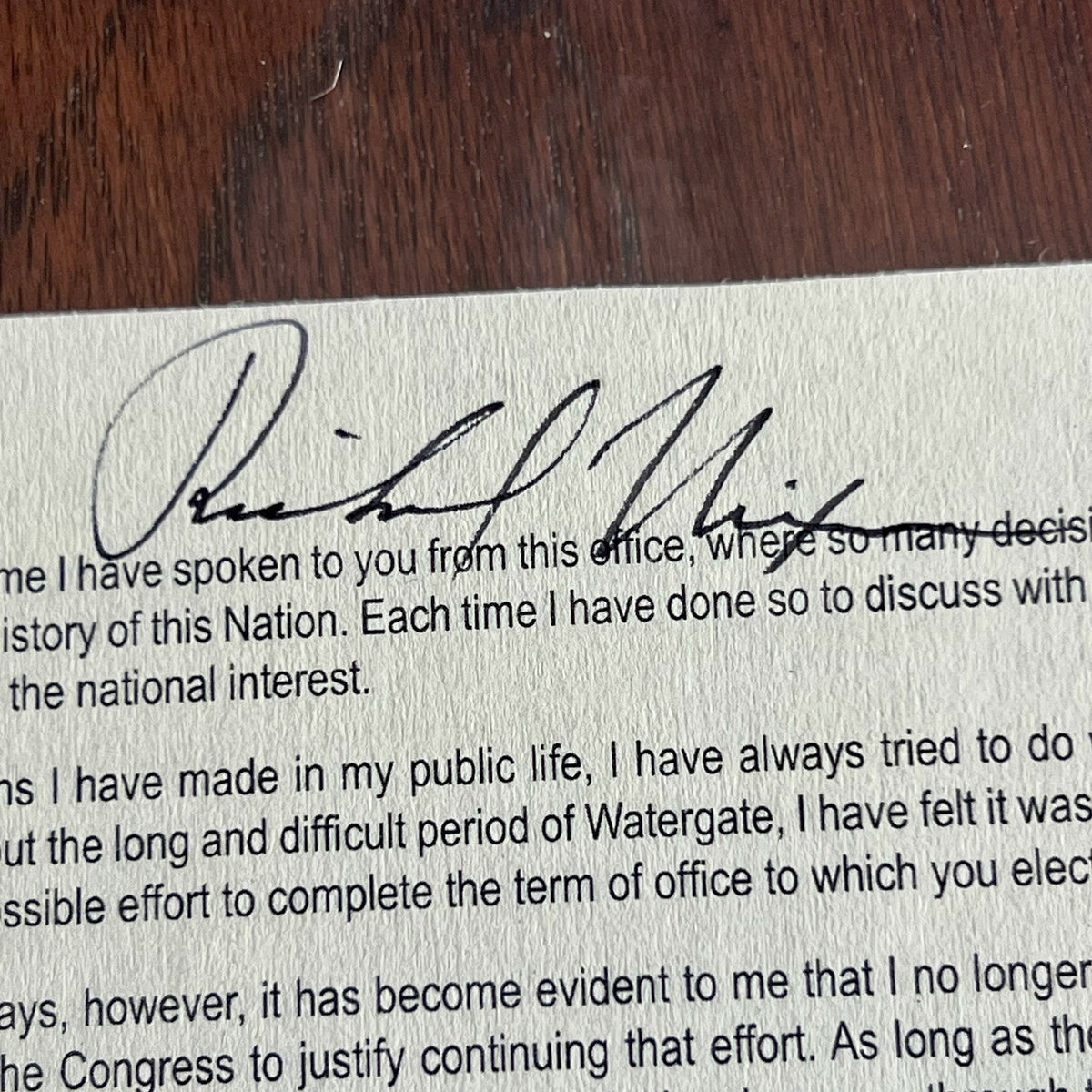 RICHARD NIXON * PSA * Autograph RESIGNATION SPEECH Signed Slab * President