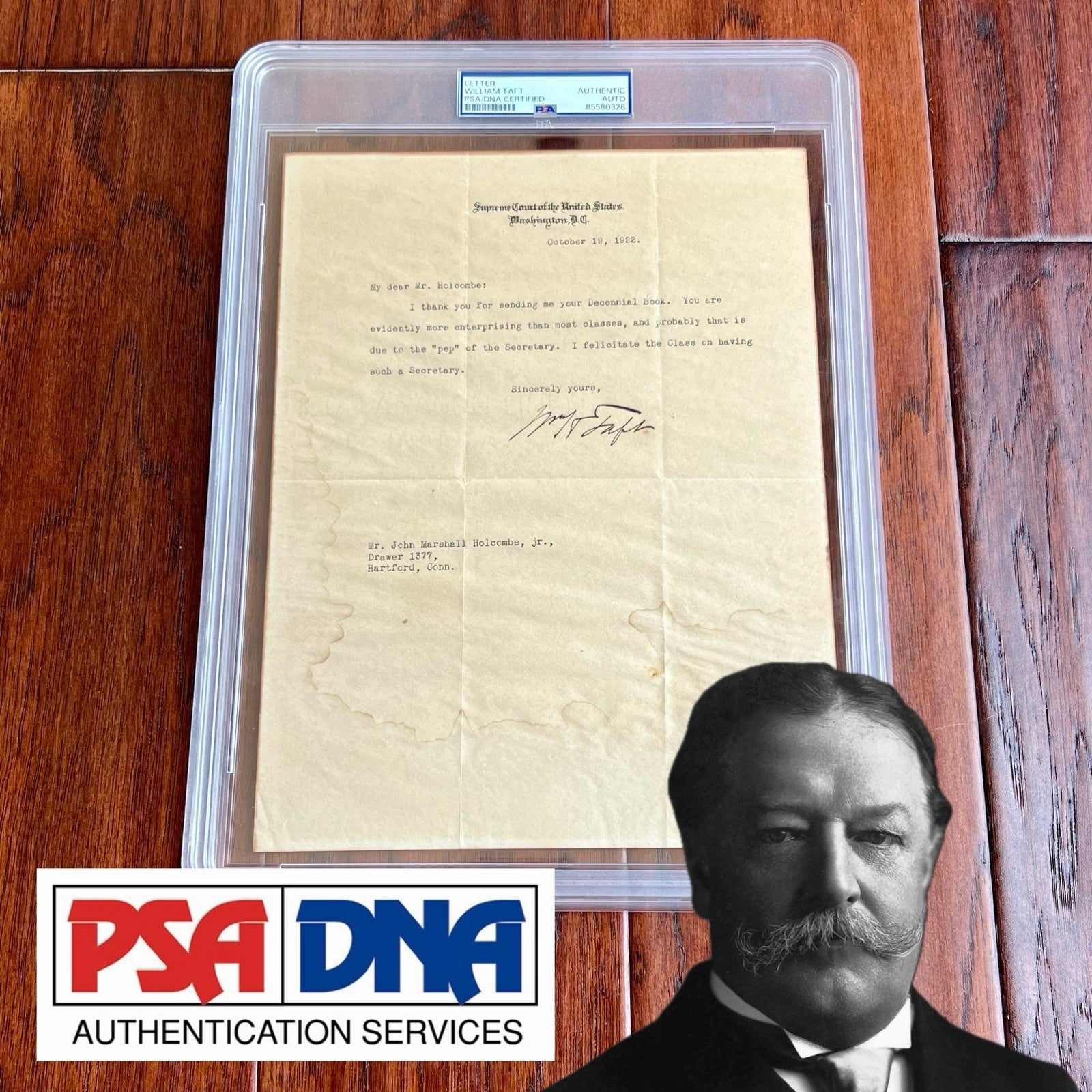 WILLIAM H. TAFT * PSA * Autograph SUPREME COURT Letter SIGNED to "John Marshall"