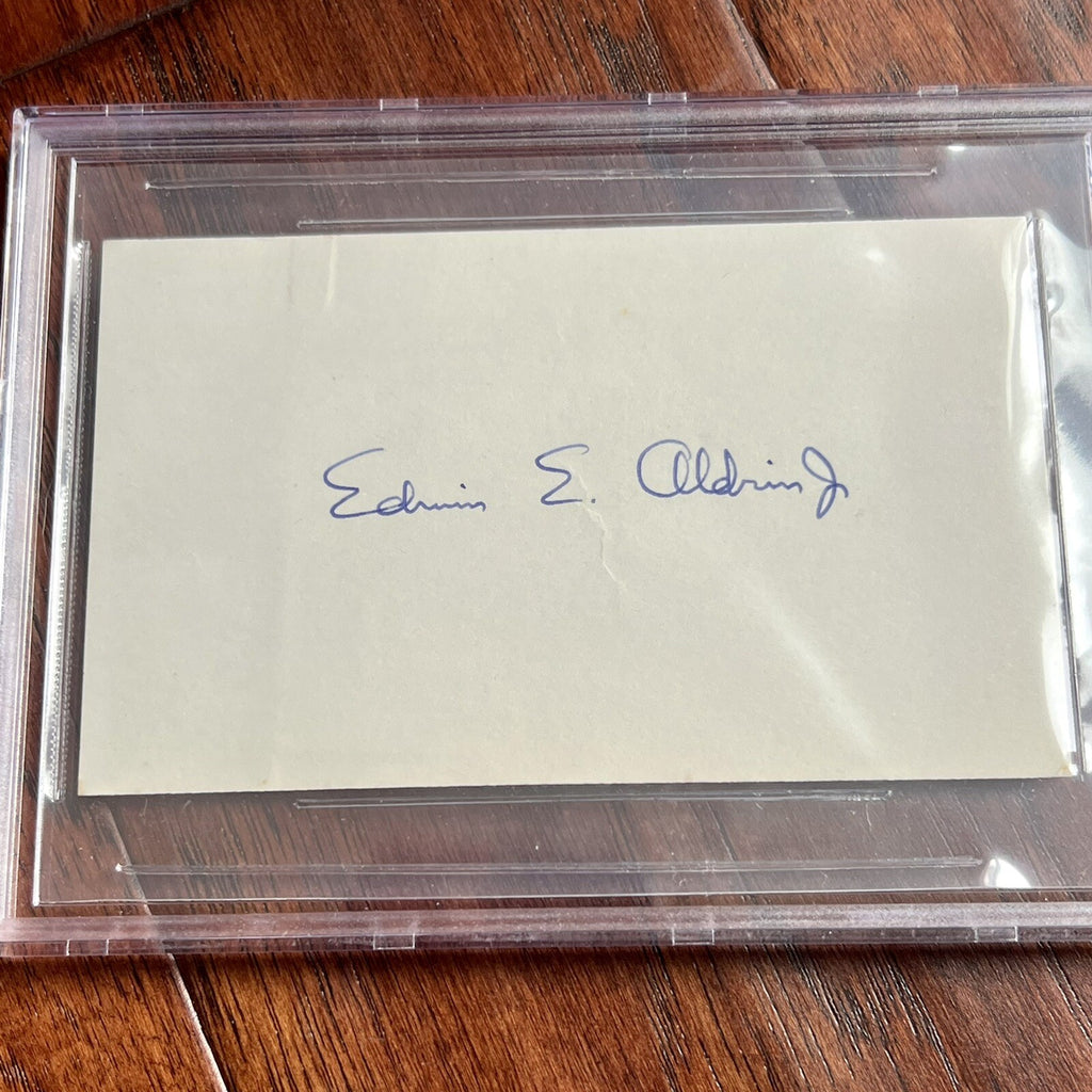 BUZZ ALDRIN * Beckett BAS * Full Signature Autograph Index card Signed Apollo 11