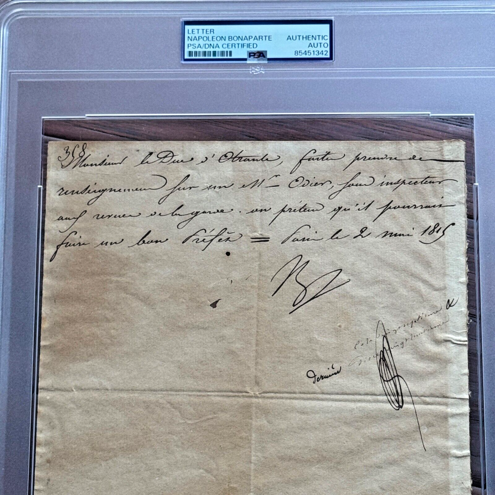 NAPOLEON BONAPARTE * PSA * Autograph Letter Signed During Hundred Days * 1815