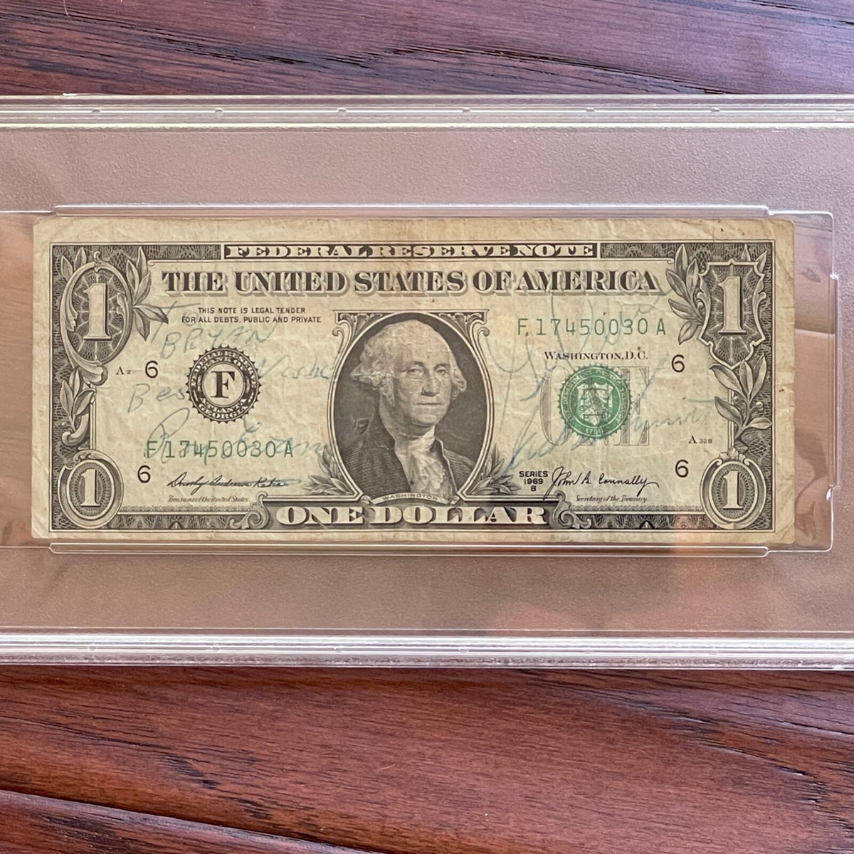 APOLLO 17 * PSA * Crew Signed Dollar Bill Autograph Gene CERNAN  EVANS * SCHMIDT