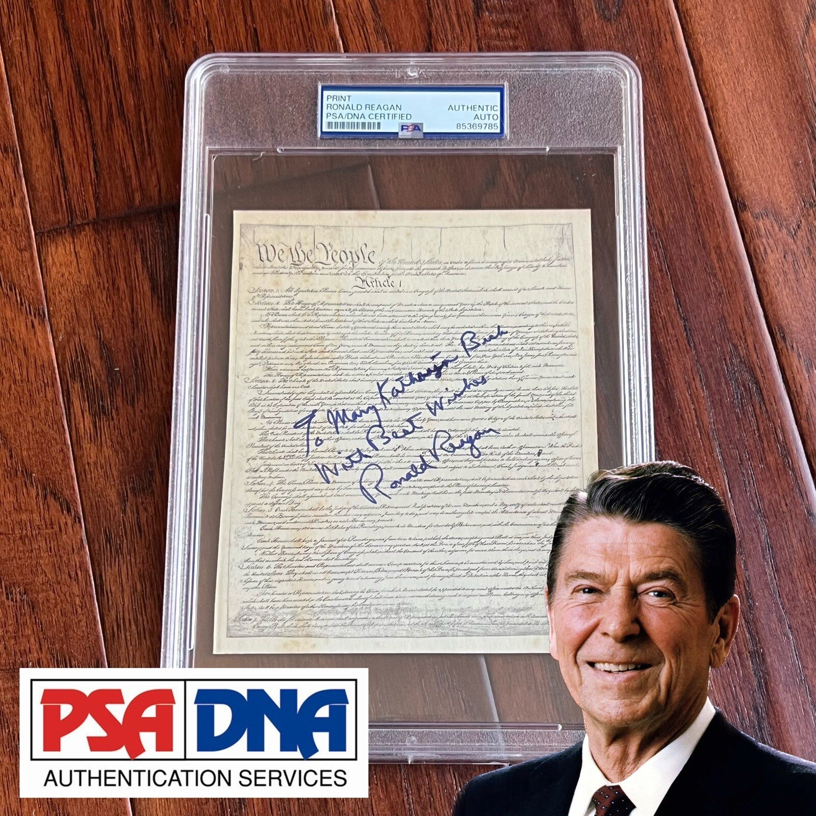 RONALD REAGAN * PSA * Signed Constitution We the People Souvenir Print Autograph