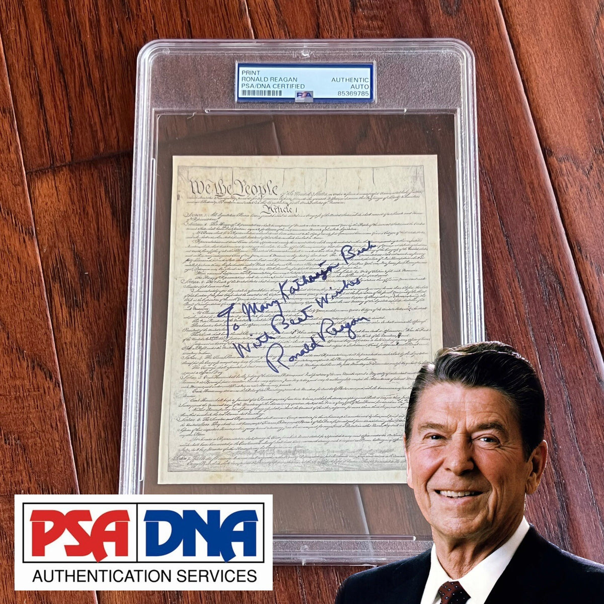 RONALD REAGAN * PSA * Signed Constitution We the People Souvenir Print Autograph