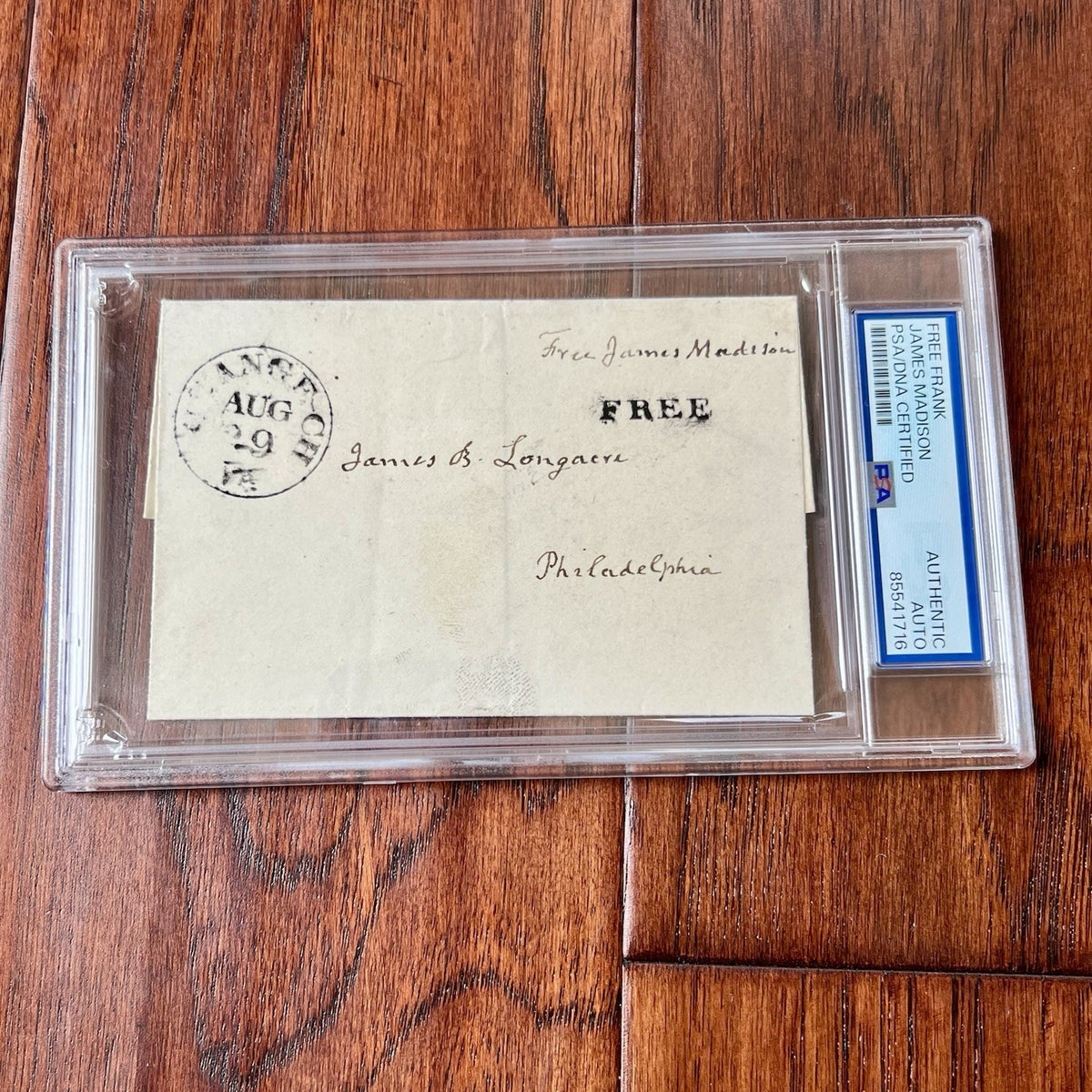 JAMES MADISON * PSA * Autograph FREE FRANK Signed 2x Signature President