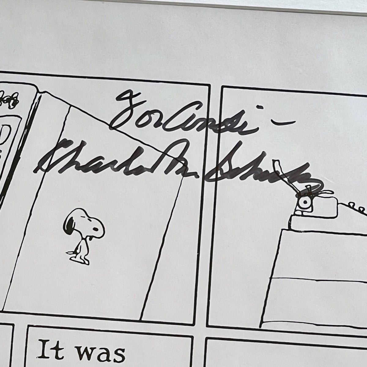 CHARLES M SCHULZ * PSA * Autograph SNOOPY "Good Writing" Peanuts XL Strip Signed