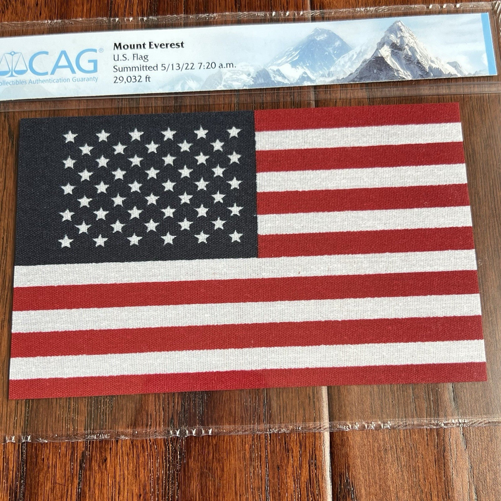 MOUNT EVEREST * CAG * GENUINE US MINI FLAG ARTIFACT CARRIED TO SUMMIT 29029 FT