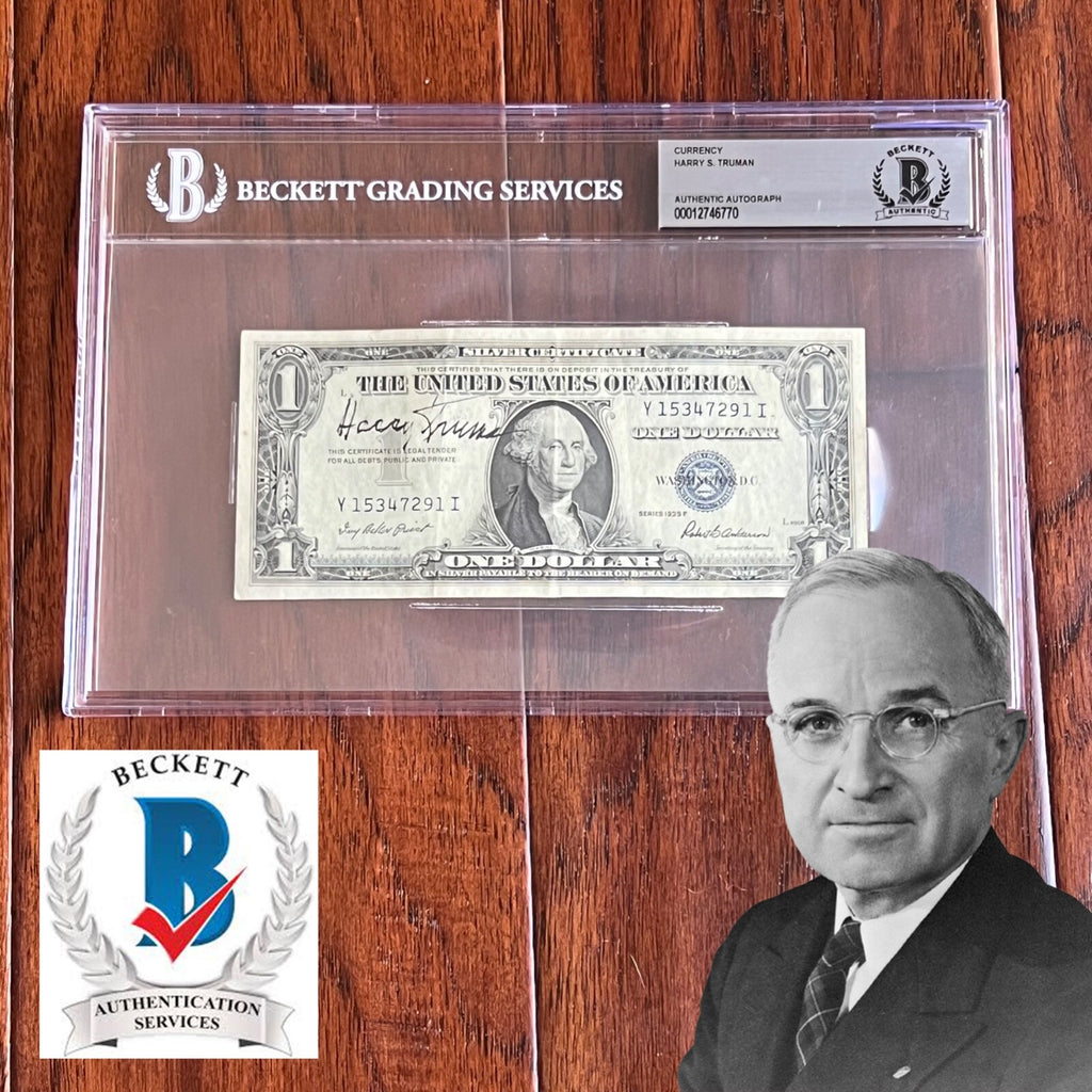 HARRY S TRUMAN * BAS Beckett * Autograph $1 Dollar Bill Signed * BUCK STOPS HERE
