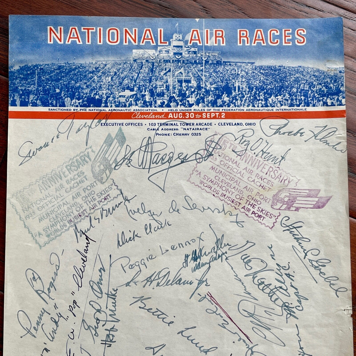 AMELIA EARHART * PSA/DNA * Autograph 1935 NATIONAL AIR RACES  Stationery SIGNED