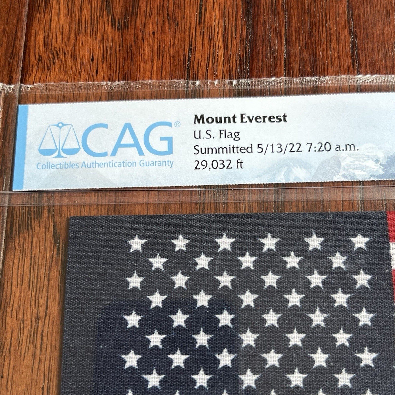 MOUNT EVEREST * CAG * GENUINE US MINI FLAG ARTIFACT CARRIED TO SUMMIT 29029 FT