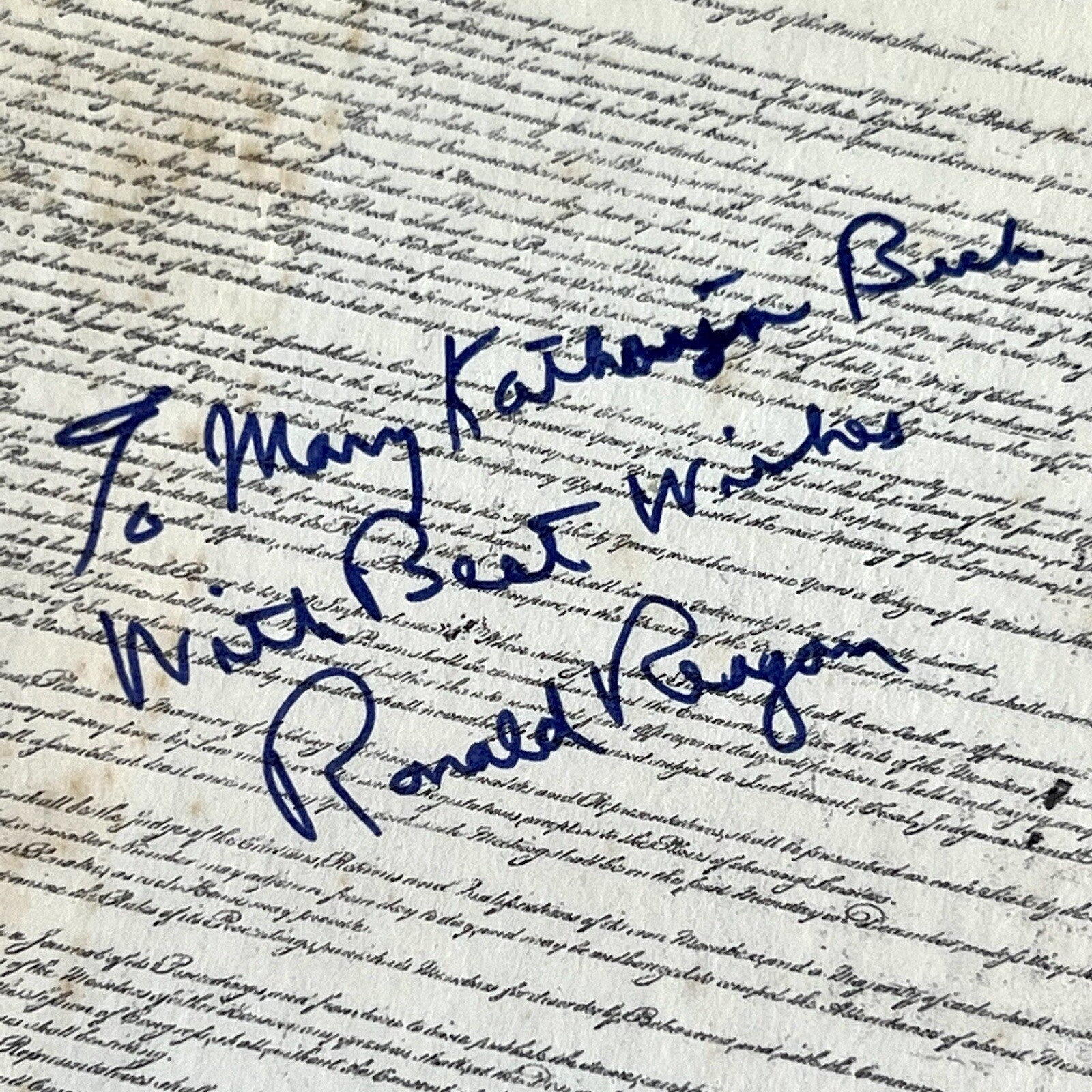 RONALD REAGAN * PSA * Signed Constitution We the People Souvenir Print Autograph