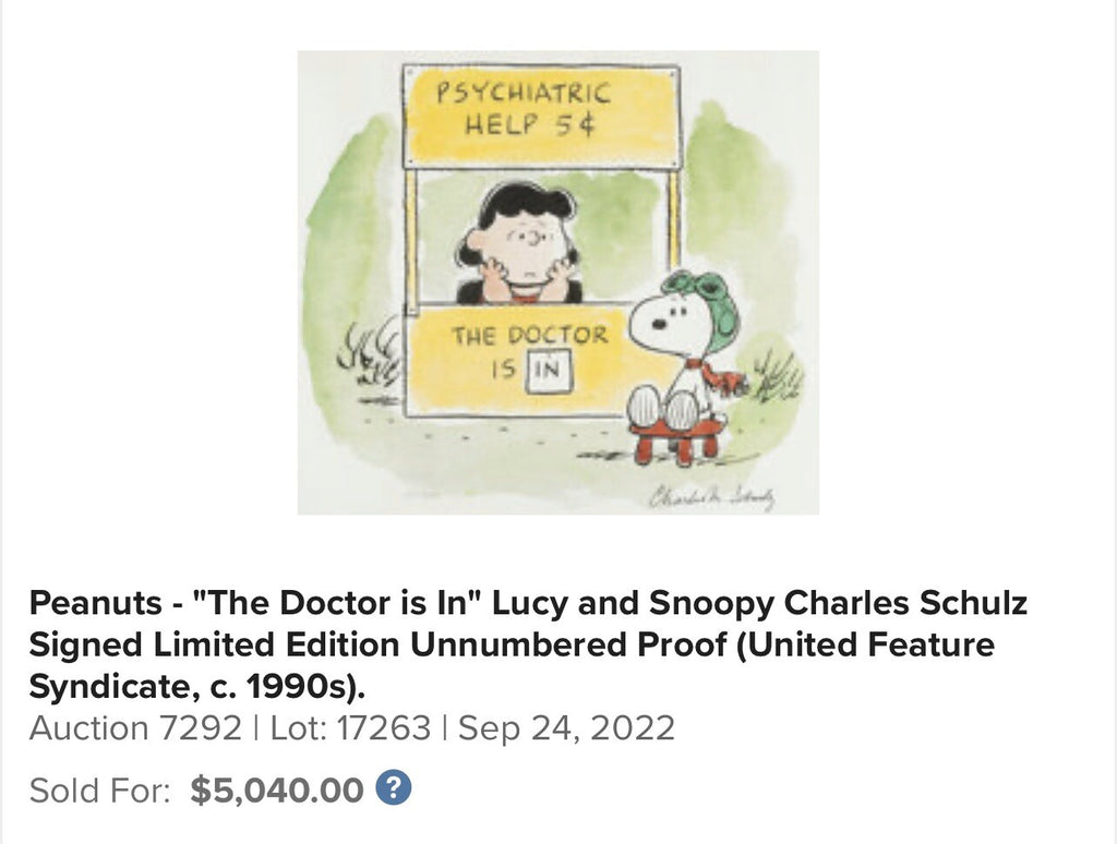 CHARLES SCHULZ * Limited Edition Lithograph Print Signed Doctor Is In Autograph