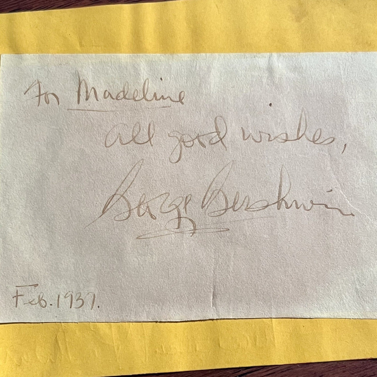 GEORGE GERSHWIN * PSA/DNA * Autograph Card Signed 5 Months Before Death in 1937