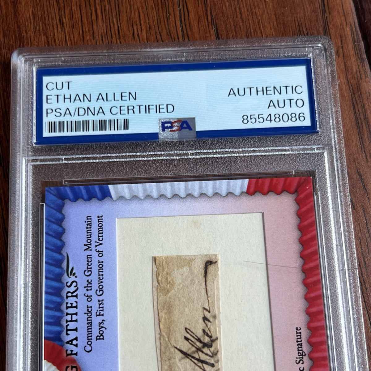 ETHAN ALLEN * PSA * Autograph Cut Signature Card Signed * Revolutionary War