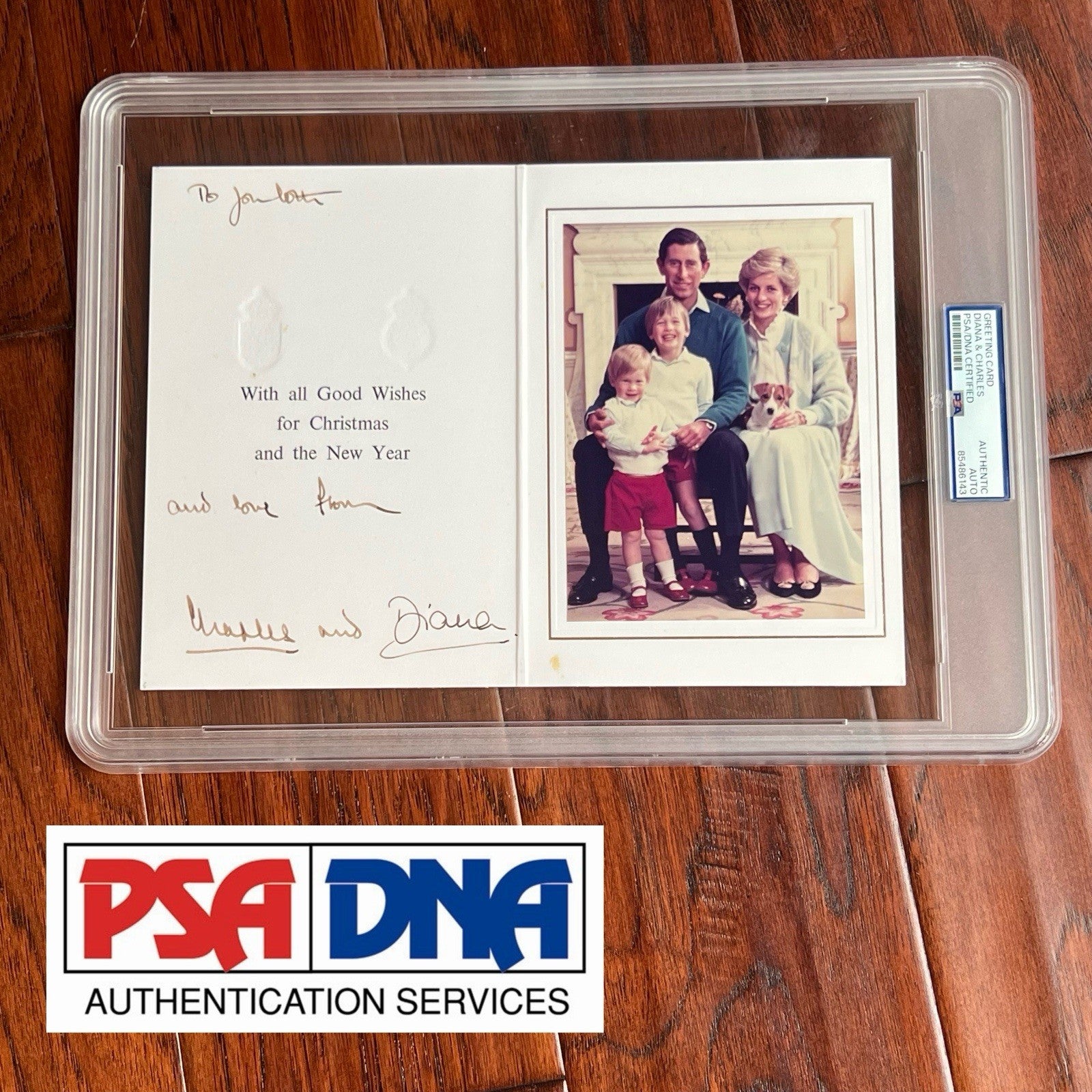 PRINCESS DIANA & KING CHARLES III * PSA * Autograph Family Xmas Card Signed 1986