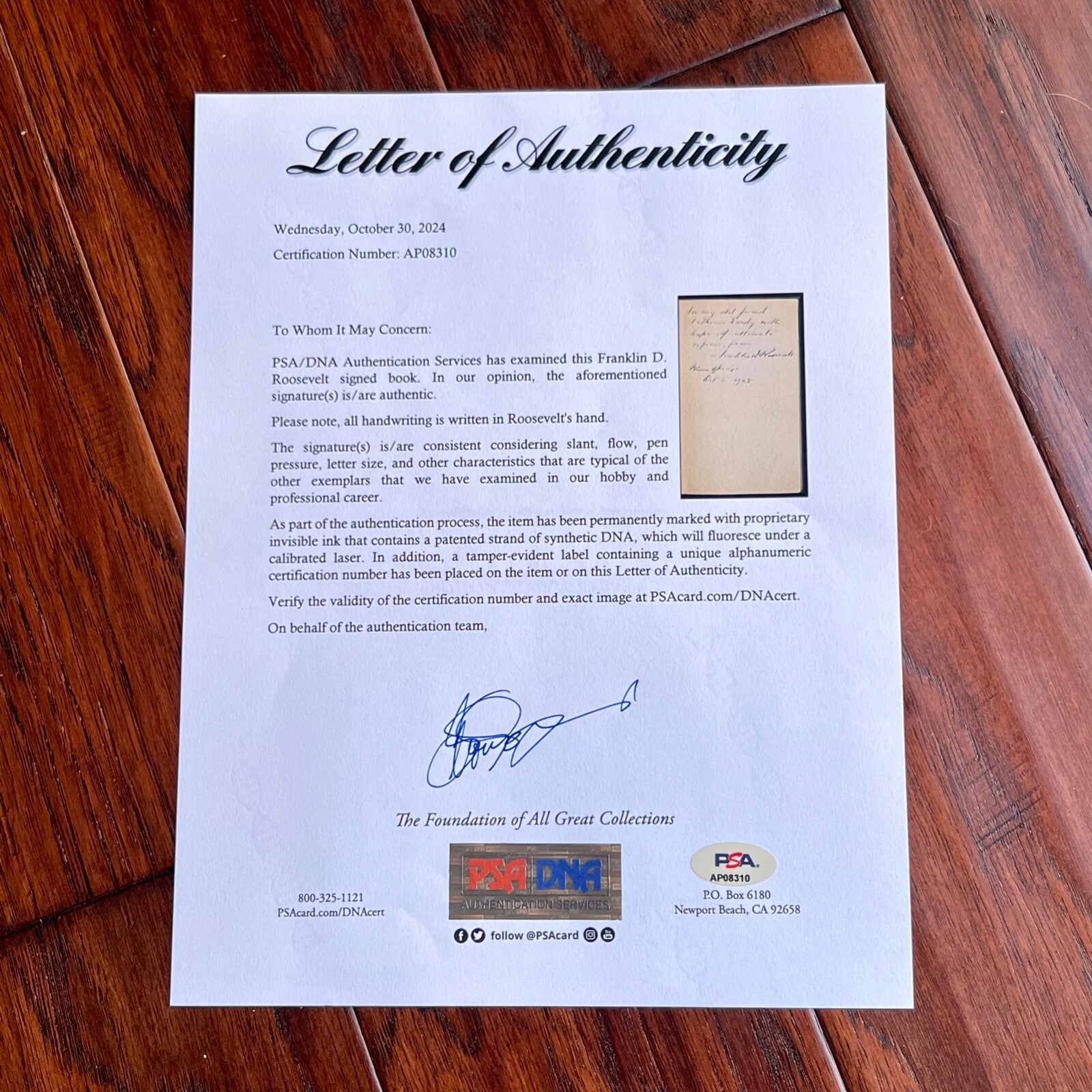 FRANKLIN D. ROOSEVELT * PSA * Autograph "Happy Warrior" Convention Speech Signed