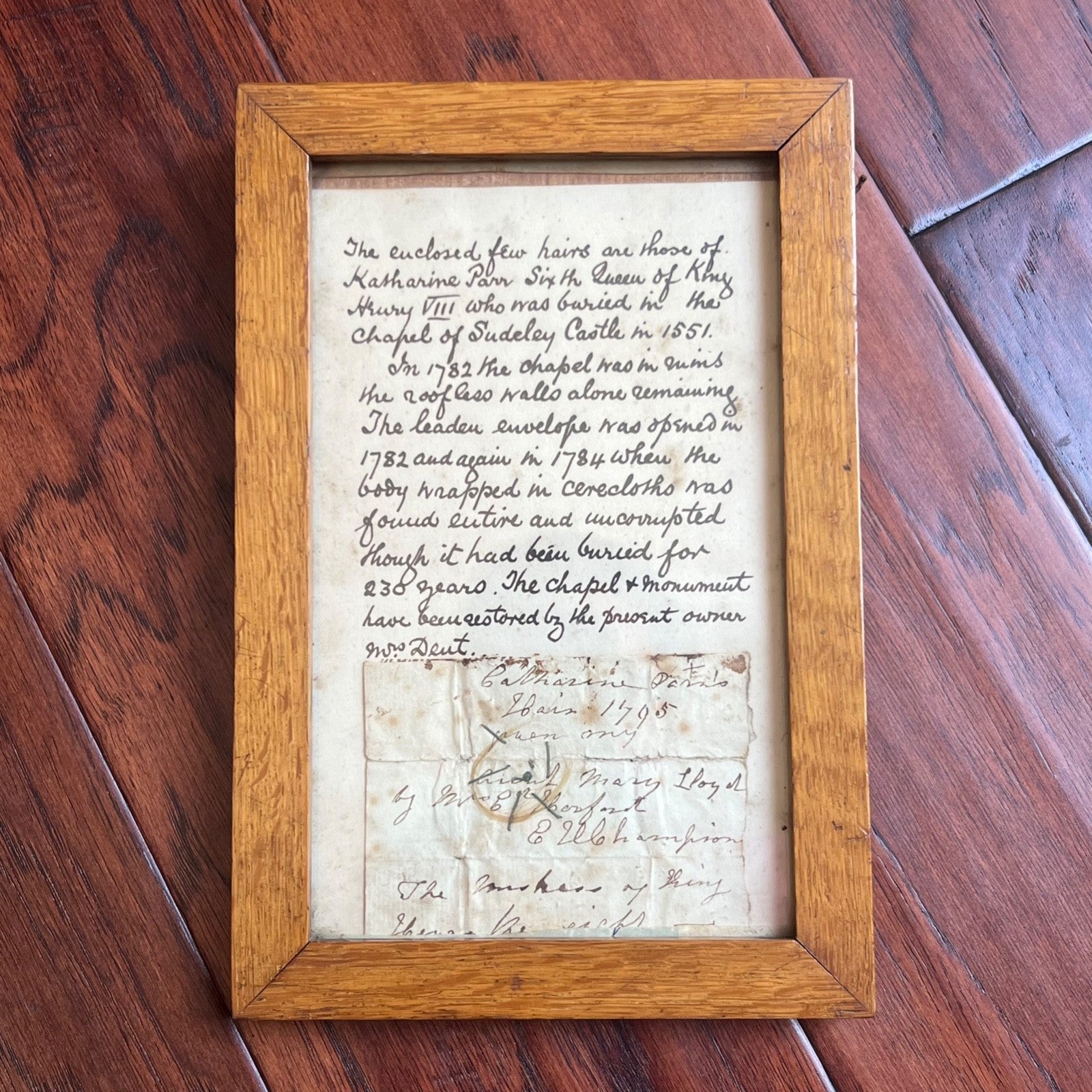 Queen CATHERINE PARR * HENRY VIII Last Wife Scarce LOCK OF HAIR Autograph Note