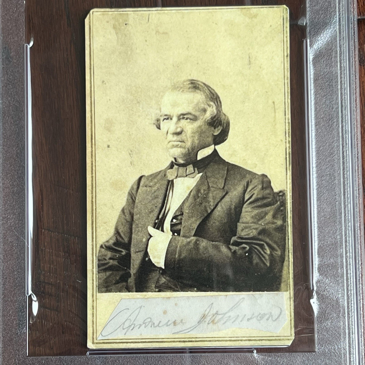 ANDREW JOHNSON * PSA * Autograph Cut Signature CDV Signed President Photograph