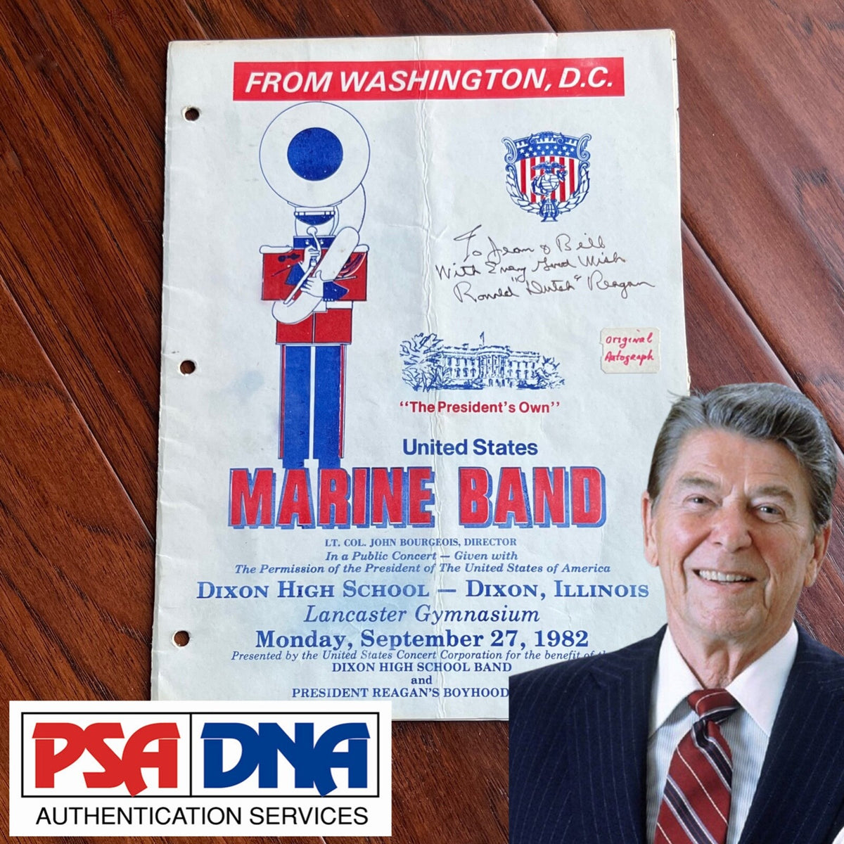RONALD REAGAN * PSA * Autograph PRESIDENT'S MARINE BAND Program Signed