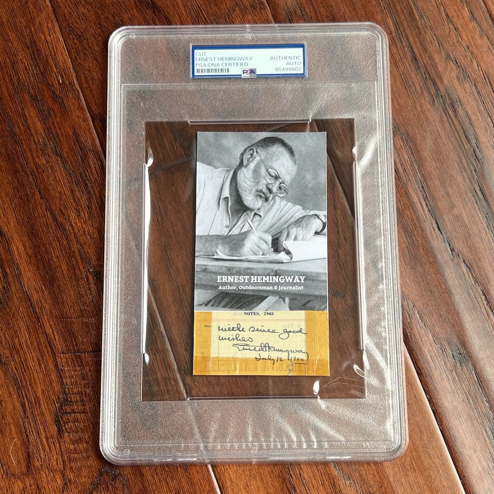 ERNEST HEMINGWAY  * PSA * Cut Autograph CUSTOM CARD Signed * 1944