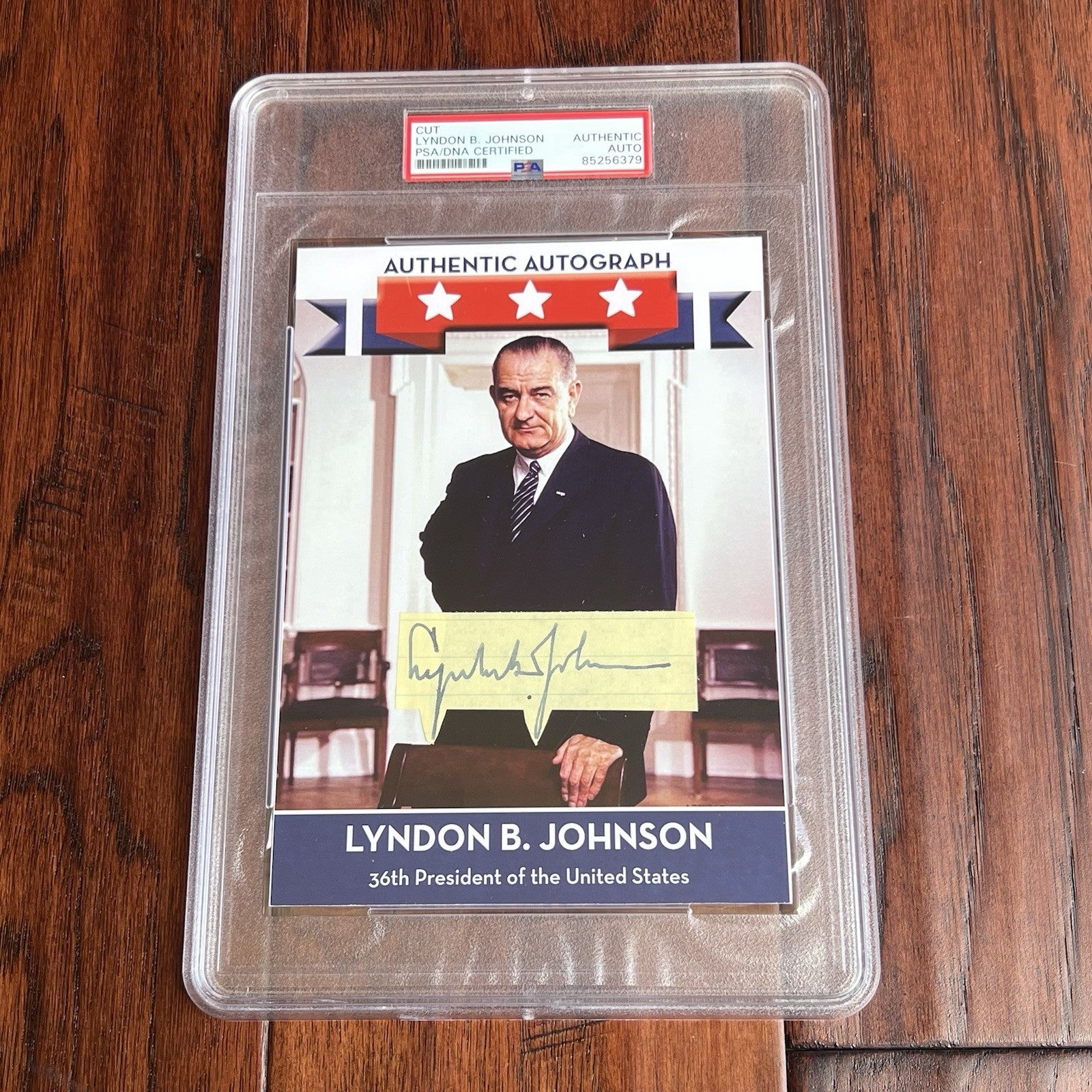LYNDON B. JOHNSON * PSA/DNA * Autograph Cut Signature Custom Card Signed * LBJ