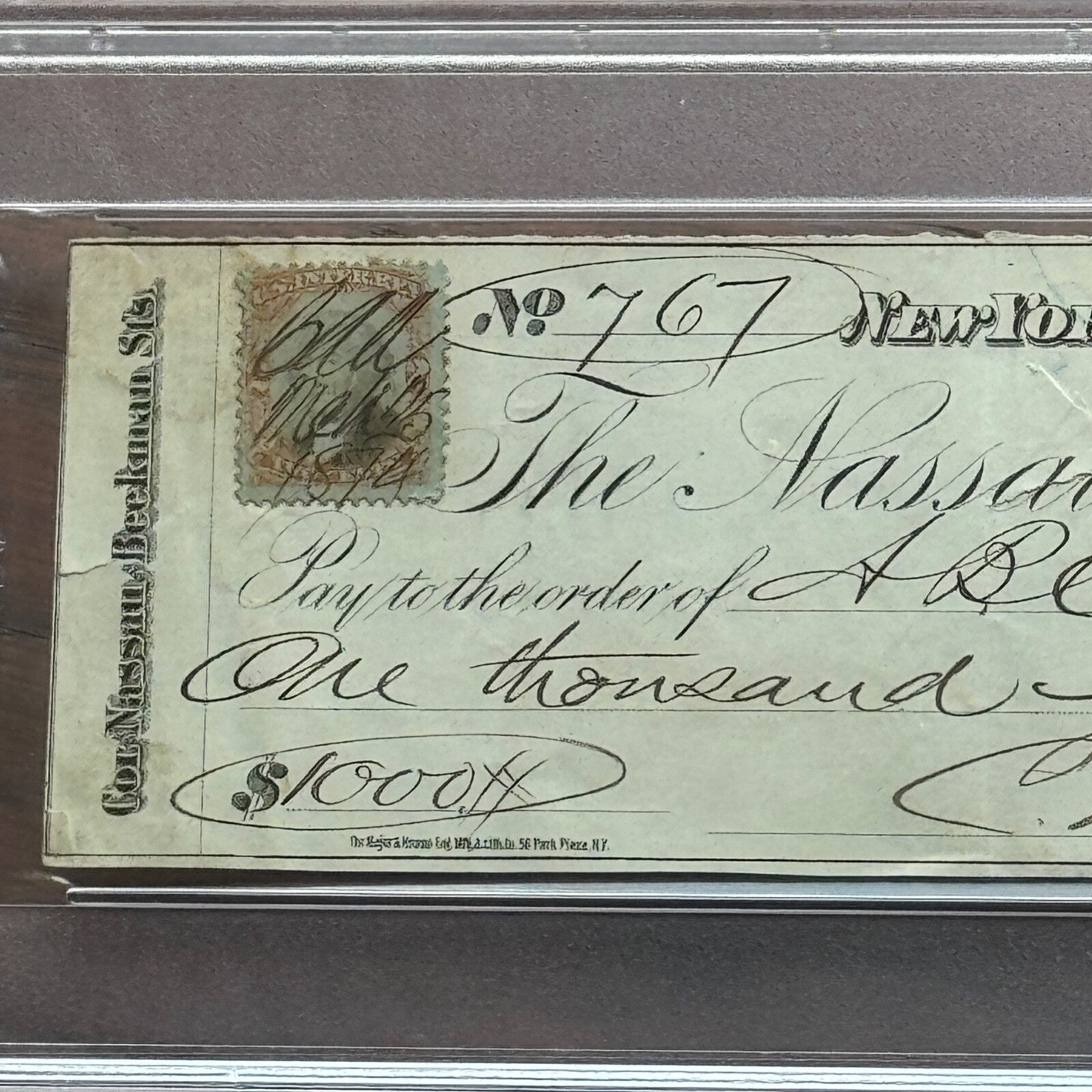 CHESTER ARTHUR * PSA/DNA * Autograph Handwritten Check Signed * NYC 1874