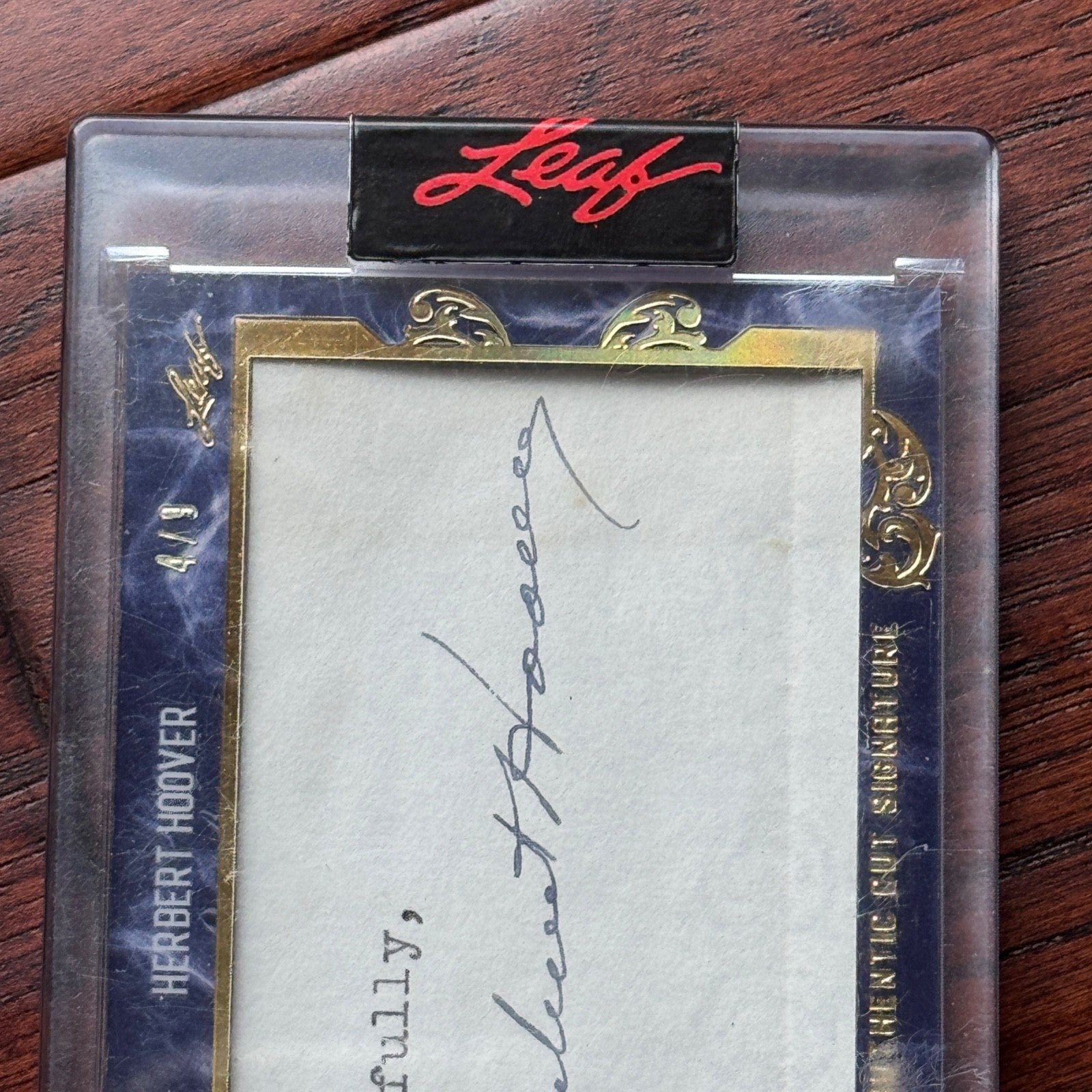 HERBERT HOOVER * Leaf * PEARL CUTS Autograph Cut Signature Signed Slab