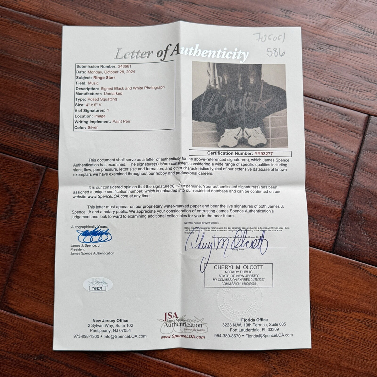 RINGO STARR * JSA *  Autograph Photo SIGNED * BEATLES Drummer Signature
