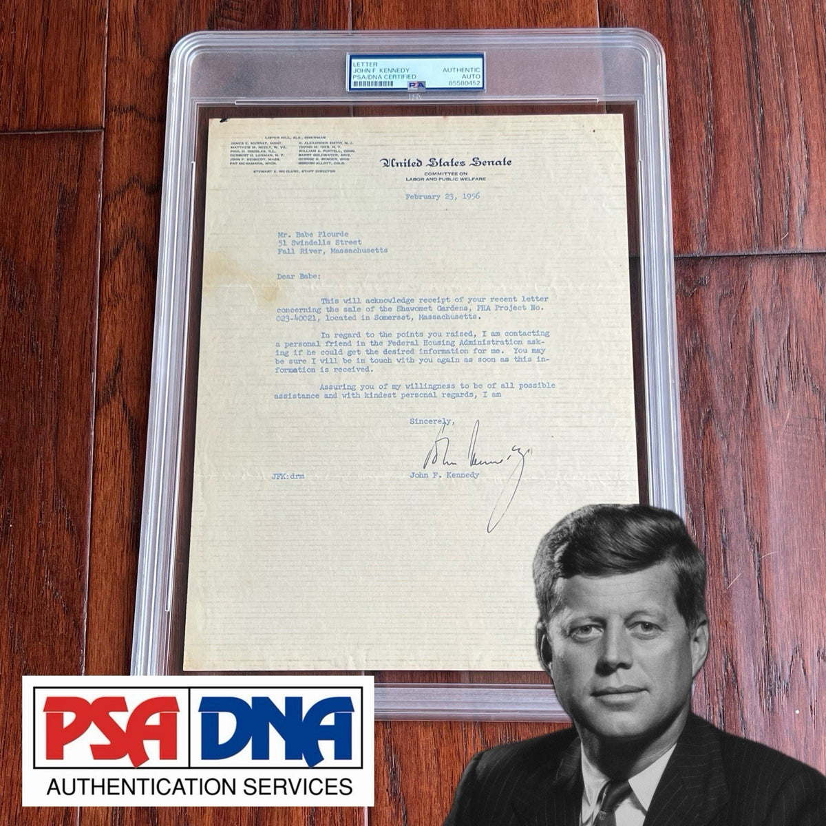JOHN F. KENNEDY * PSA * Senate AUTOGRAPH WEDDING CAKE Letter SIGNED JFK