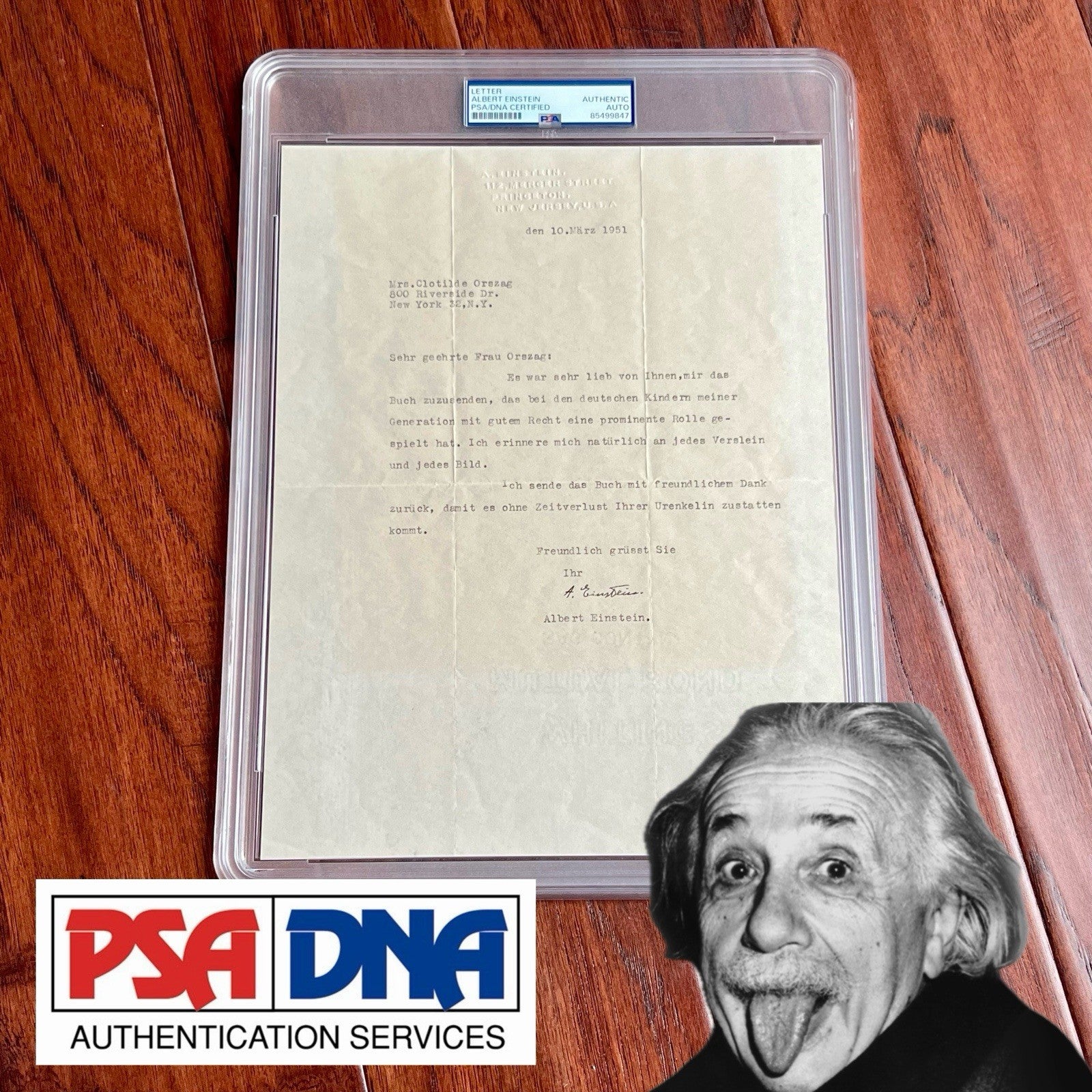 ALBERT EINSTEIN * PSA * Autograph Typewritten Letter Signed * 1951