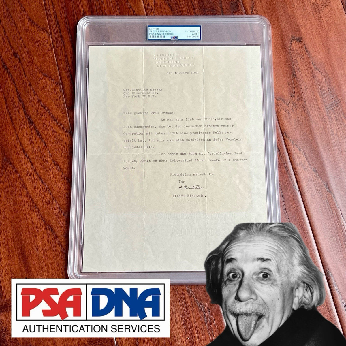 ALBERT EINSTEIN * PSA * Autograph Typewritten Letter Signed * 1951