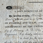 TEXAS COLONIZATION LAND GRANT * John Dominguez Signed Texana 1831 Broadside