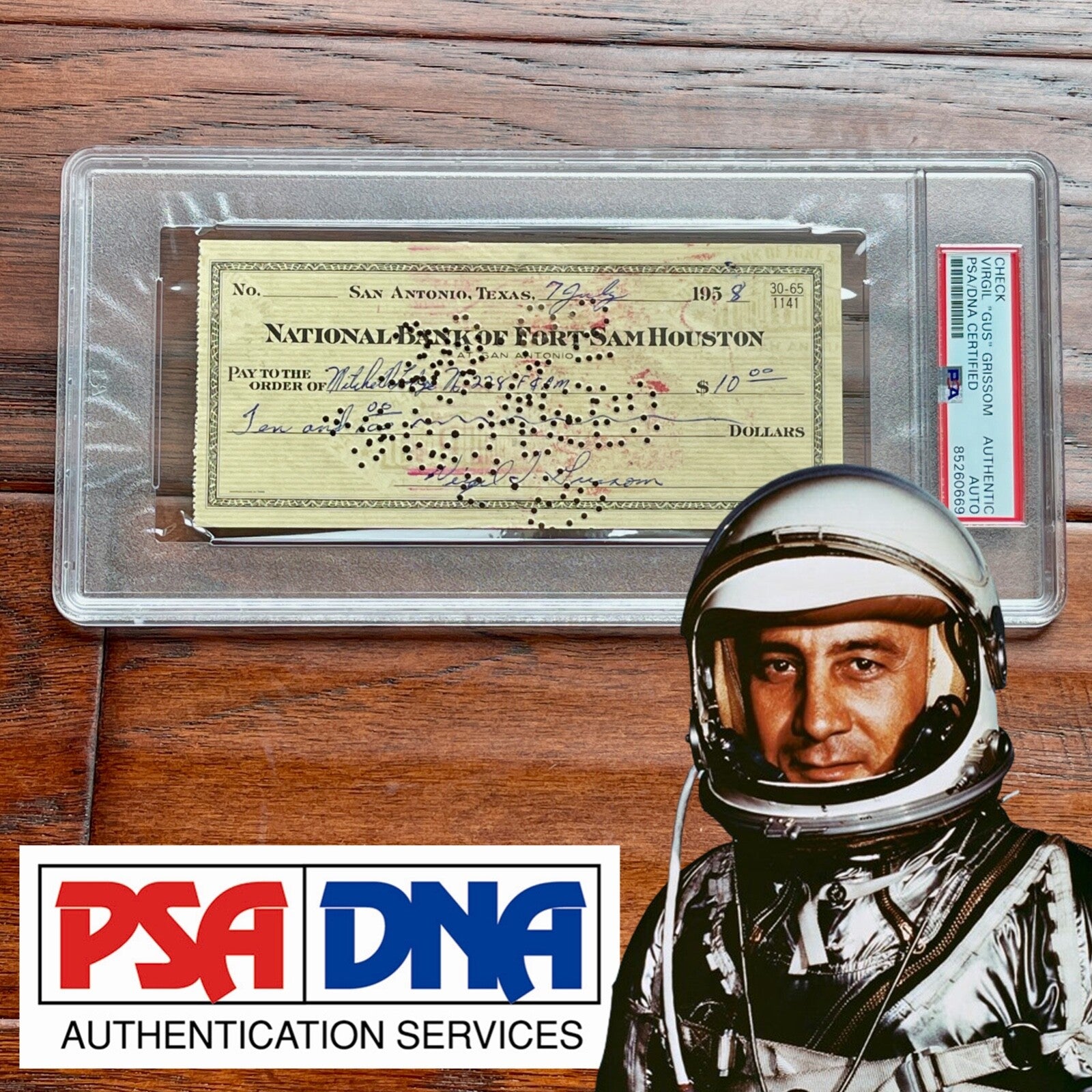 VIRGIL "GUS" GRISSOM * PSA * Autograph BANK CHECK Signed * Apollo 1 Astronaut