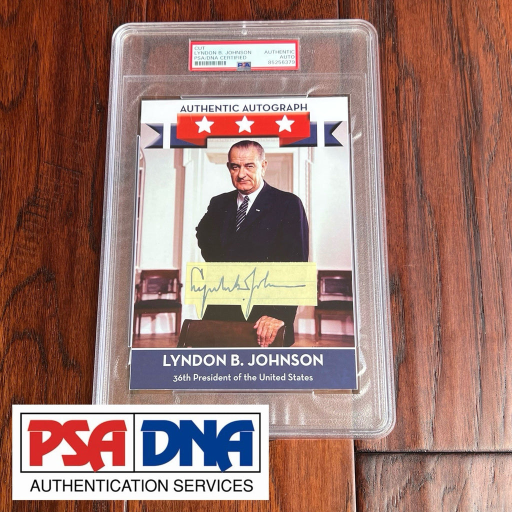 LYNDON B. JOHNSON * PSA/DNA * Autograph Cut Signature Custom Card Signed * LBJ