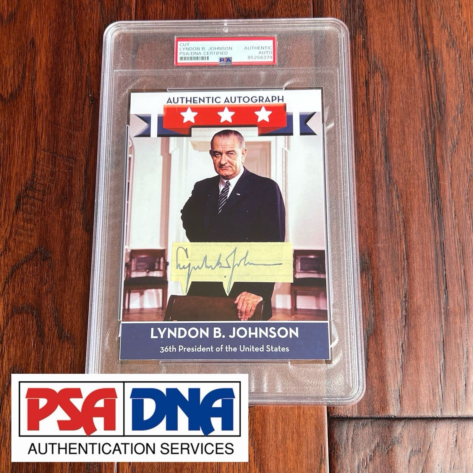 LYNDON B. JOHNSON * PSA/DNA * Autograph Cut Signature Custom Card Signed * LBJ