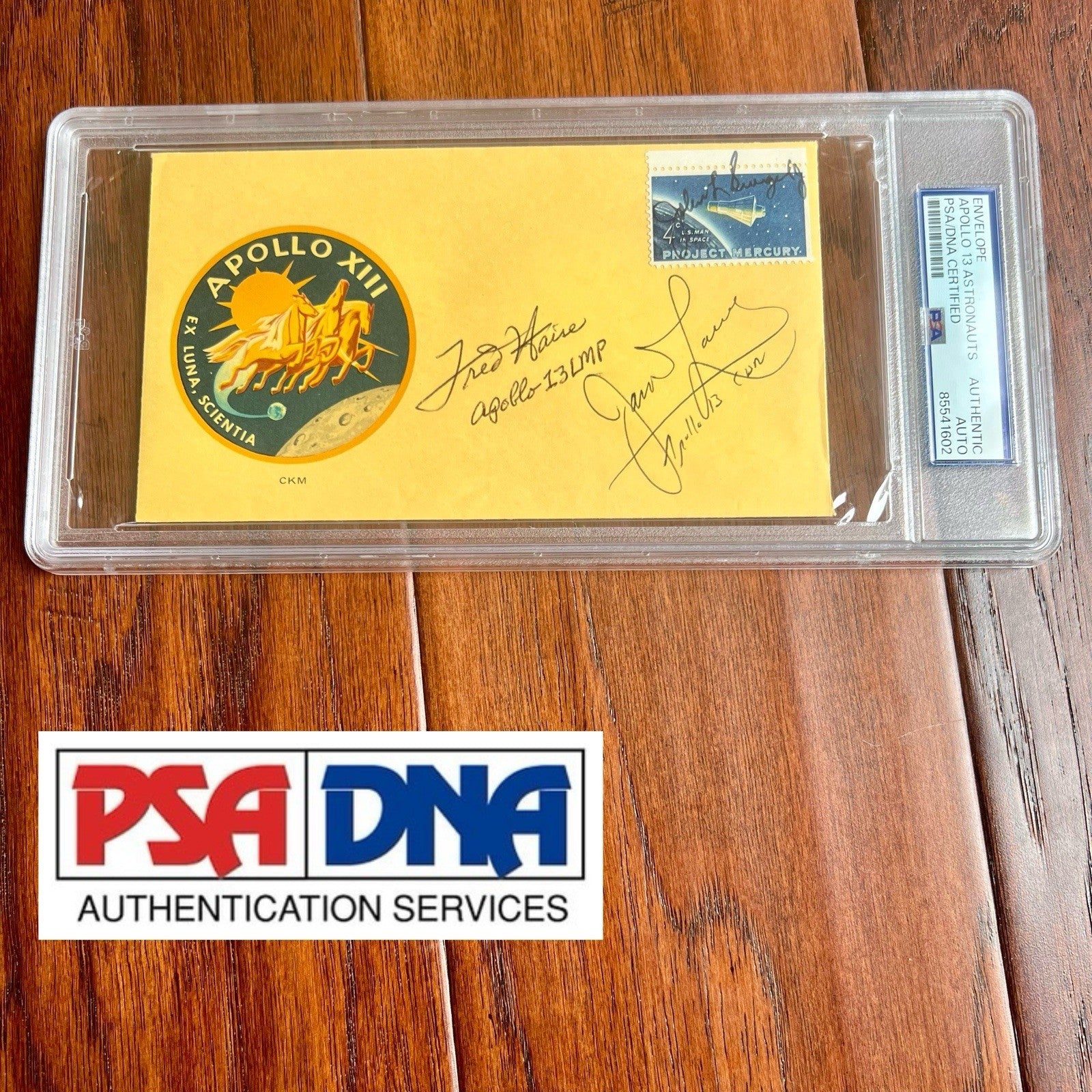 APOLLO 13 * PSA * CREW SIGNED Autograph COMMEMORATIVE Jack Swigert James Lovell