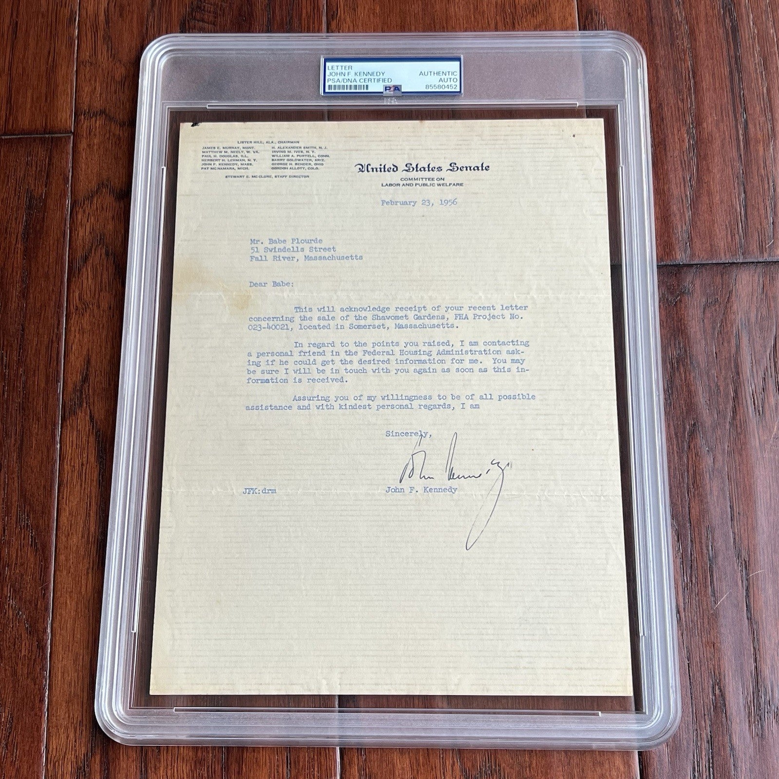 JOHN F. KENNEDY * PSA * Senate AUTOGRAPH WEDDING CAKE Letter SIGNED JFK