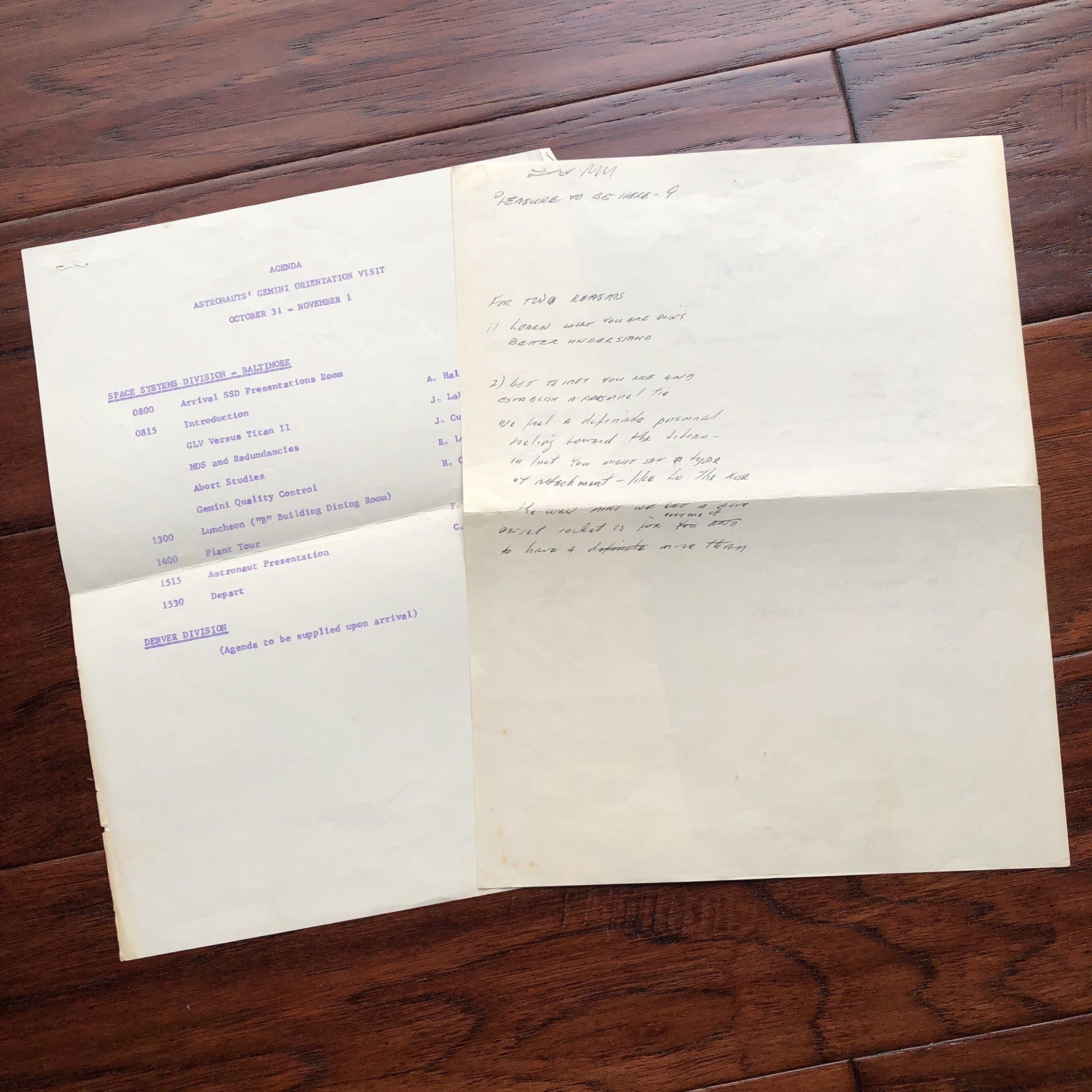 EDWARD H WHITE * Zarelli LOA * NASA ORIENTATION PAPERS + Autograph SPEECH 
